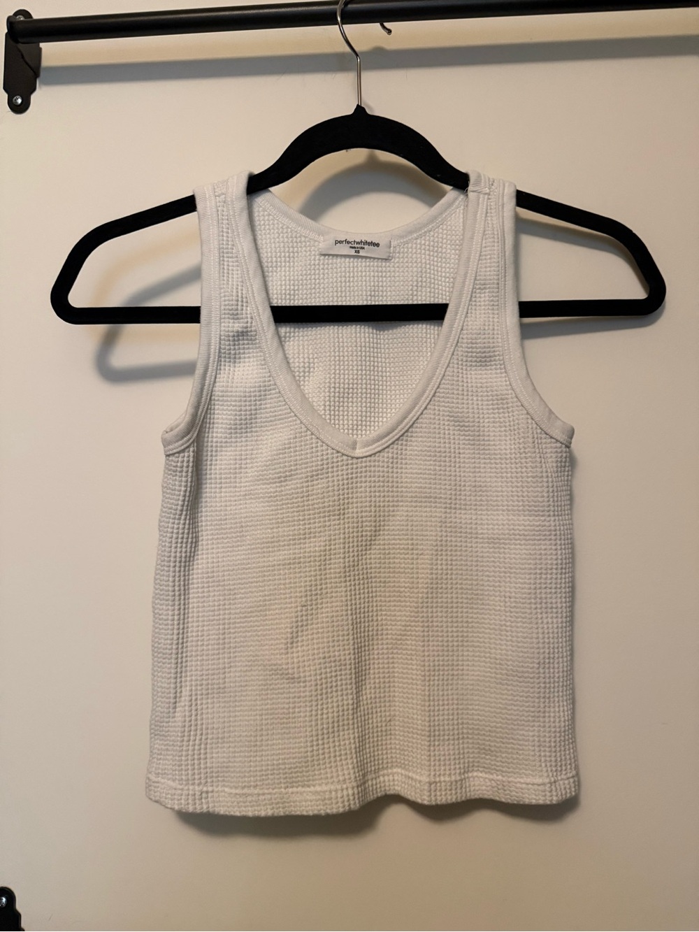 perfectwhitetee White Waffle V-Neck Tank Top